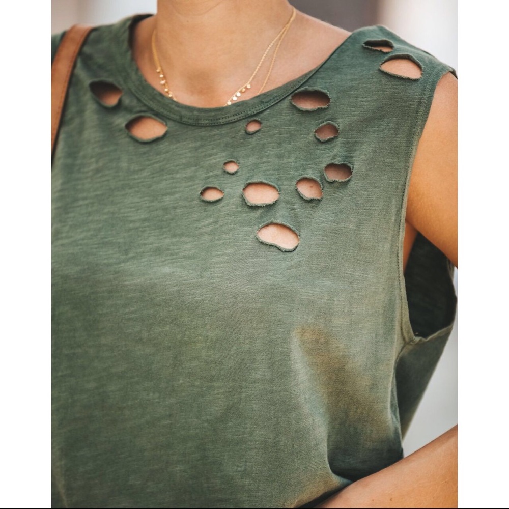>>LAST<< Brooke Cut Out Tank - Olive - Picture 3 of 5